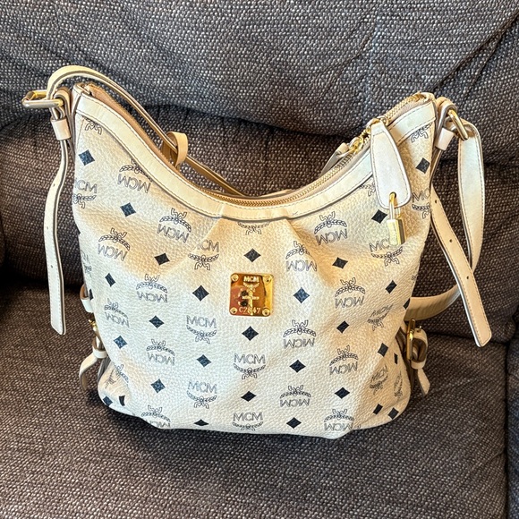 MCM Handbags - MCM Visetos Cream Shoulder,Hobo  Bag -Authenticated